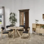 Corna matbord runt med ilägg