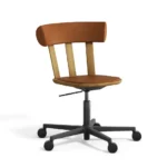 Alt stol med snurr och hjul klädd sits och rygg