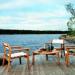 Djurö loungestol med tygklädd rygg och sits