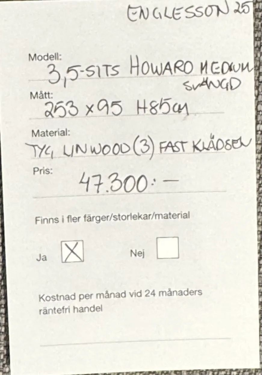 Howard Medium Svängd av Englesson/Reapris 35400:-