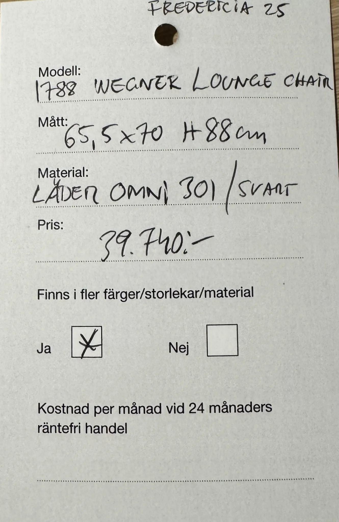 1788 Wegner Easy Lounge Chair/Reapris 25900:-