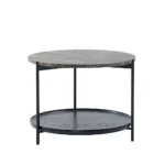 Plateau Ø60 soffbord med hylla marmor