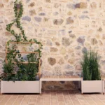 Sticks bänk med blomlåda
