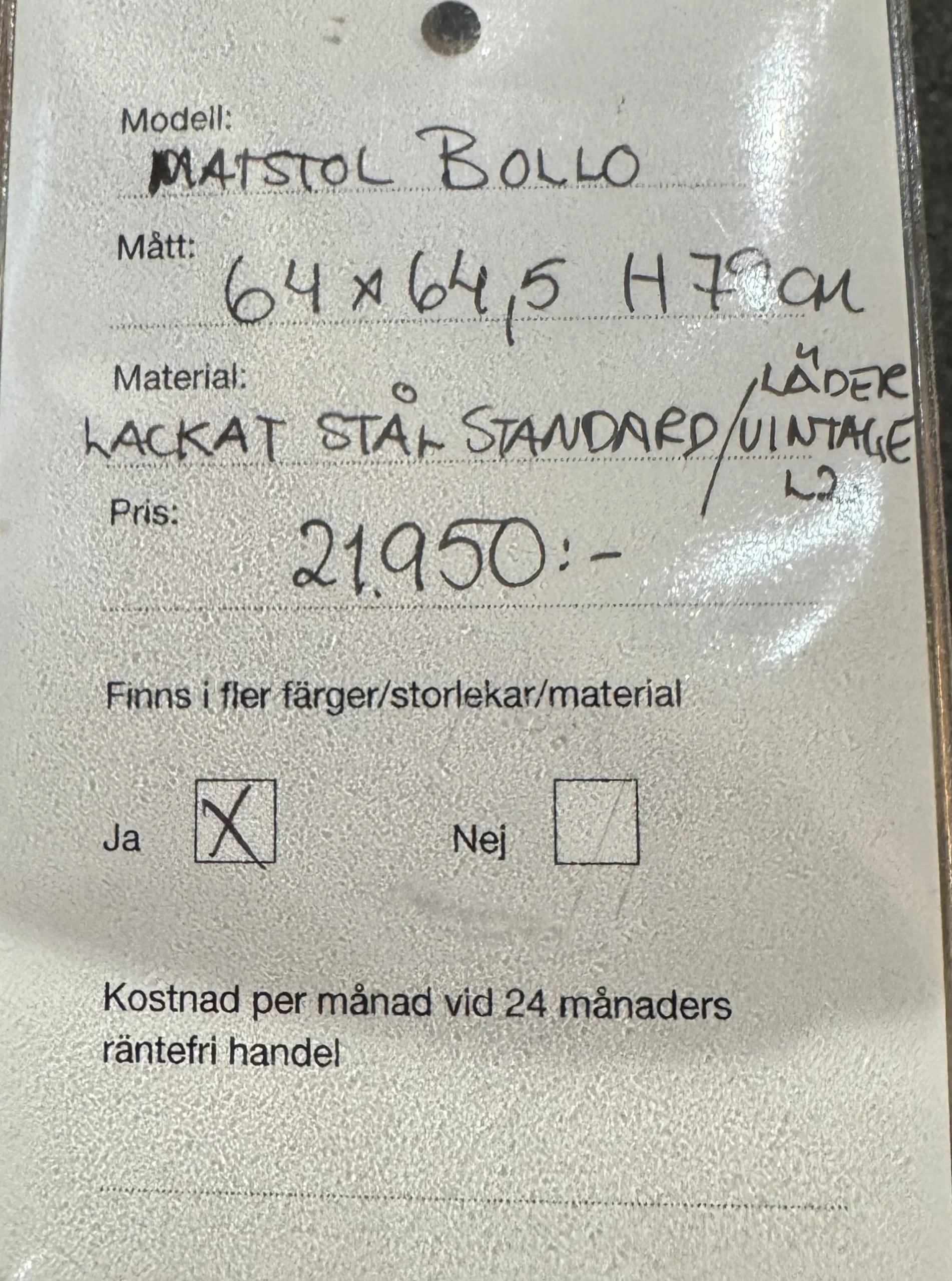 Matstol Bollo från Fogia/Reapris: 14200:-