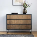 Line Burned Walnut byrå 3 lådor ben eller sockel